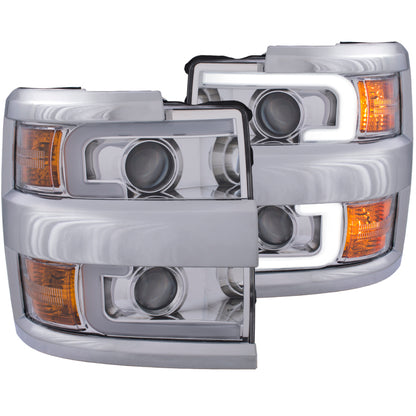 Faróis projetores ANZO 15-17 Chevrolet Silverado 2500HD / 3500HD Chrome com aro cromado