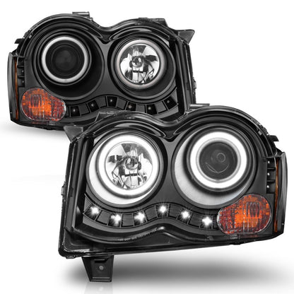 ANZO 2008-2010 Jeep Grand Cherokee Projetor Faróis c/ Halo Black (CCFL)
