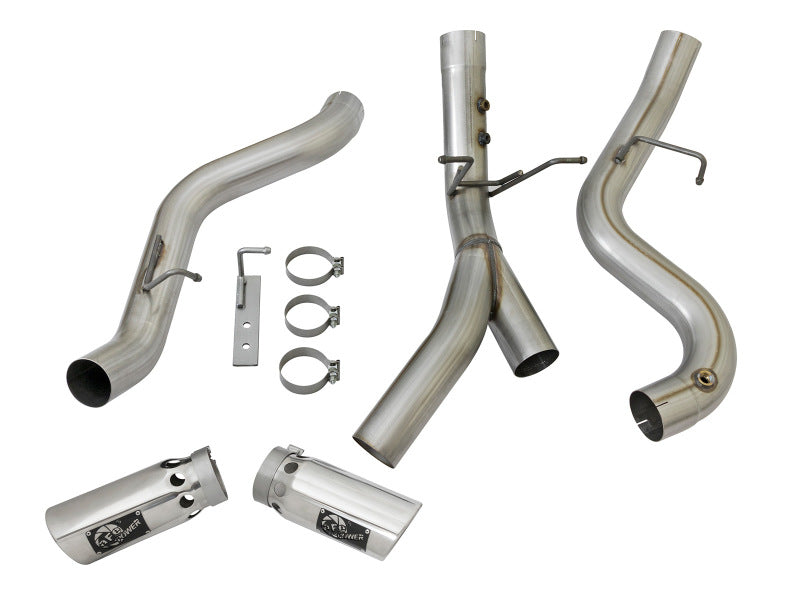 Escapamento aFe Large Bore-HD 4in 409-SS DPF-Back com pontas polidas duplas 2017 GM Duramax V8-6.6L (td) L5P