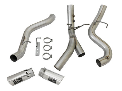 Escapamento aFe Large Bore-HD 4in 409-SS DPF-Back com pontas polidas duplas 2017 GM Duramax V8-6.6L (td) L5P