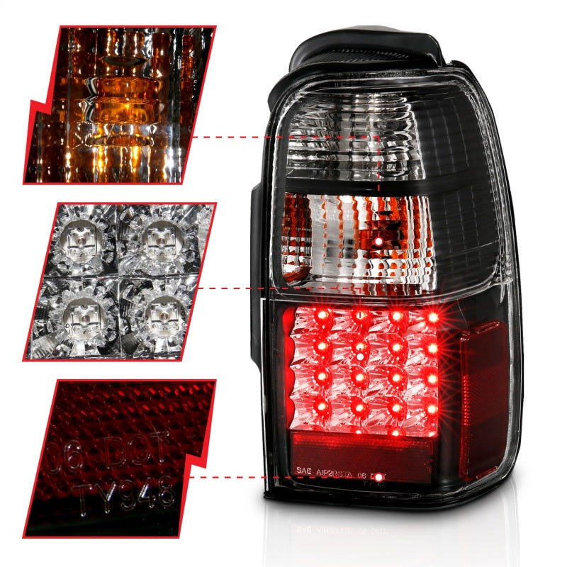 ANZO 2001-2002 Toyota 4 Runner LED lanternas traseiras pretas
