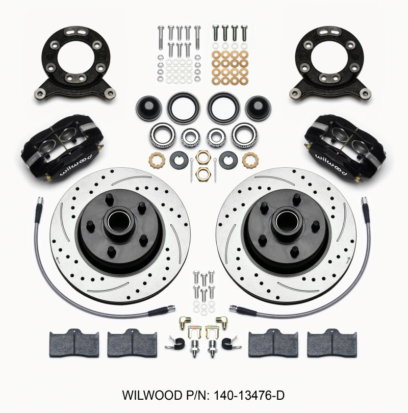 Wilwood Forged Dynalite-M Front Kit 11.30in 1 PC Rotor &amp; Hub-Drill 65-69 Mustang Disc &amp; Tambor Spindle