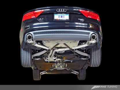AWE Tuning Audi C7 A7 3.0T Touring Edition Escape - Puntas cromadas plateadas de salida doble