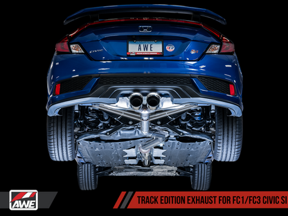 Escape AWE Tuning 2016+ Honda Civic Si Track Edition com tubo dianteiro e bicos duplos pretos Diamond