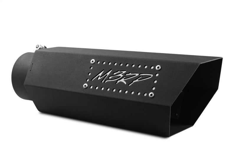 MBRP Punta hexagonal universal Entrada de 4 pulgadas Longitud de 16 pulgadas con logotipo - Revestimiento negro