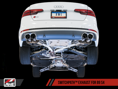 AWE Tuning Audi B9 S4 SwitchPath Exhaust - Não ressoado (pontas pretas de 102 mm)