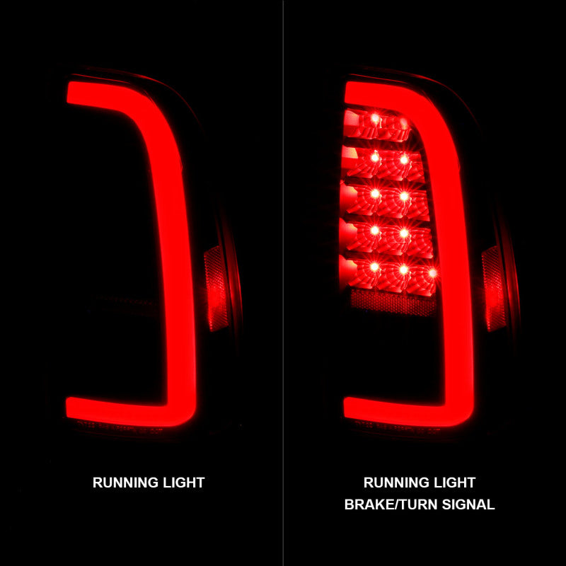 ANZO 00-06 Toyota Tundra (Std. Bed/Reg Cab) Luces traseras LED con barra de luz, carcasa negra, lente ahumada