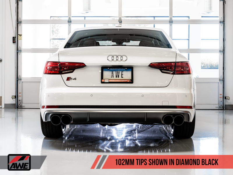 AWE Tuning Audi B9 S4 SwitchPath Exhaust - Não ressoado (pontas pretas de 102 mm)
