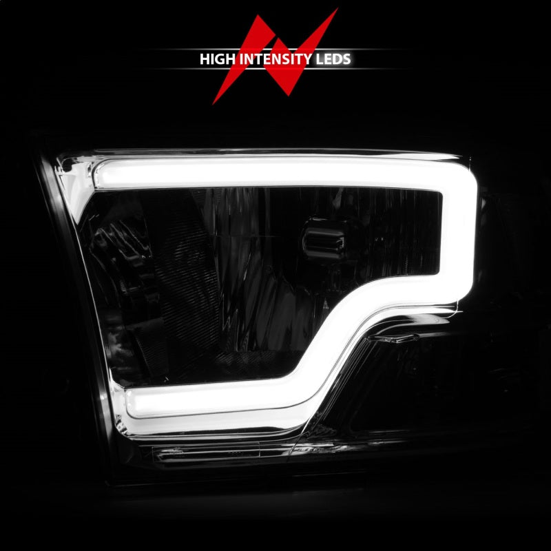 ANZO 2009-2018 Dodge Ram 1500/ 2500/ 3500 Faróis de cristal com barra de luz carcaça cromada