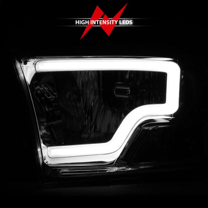 ANZO 2009-2018 Dodge Ram 1500/ 2500/ 3500 Faróis de cristal com barra de luz carcaça cromada