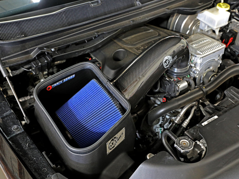aFe 19-20 Dodge RAM 1500 5.7L Track Series Sistema de admisión de aire frío de fibra de carbono con filtro Pro 5R