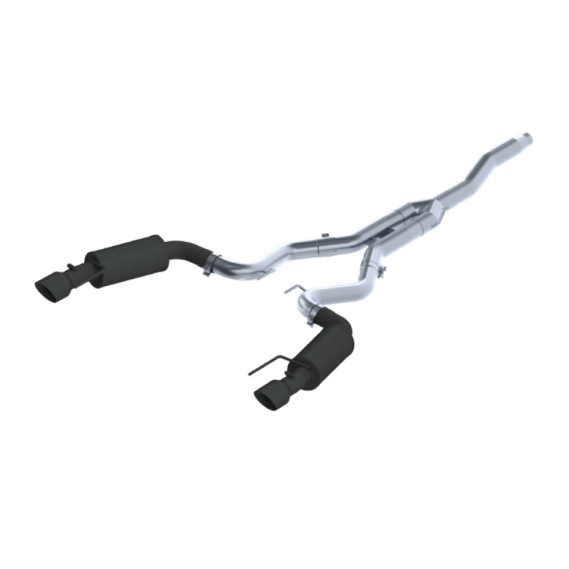MBRP 15-18 Ford Mustang EcoBoost 2.3L Negro 3in Cat Back Doble salida trasera dividida (versión de calle)