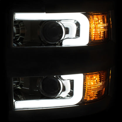 Faróis projetores ANZO 15-17 Chevrolet Silverado 2500HD / 3500HD Chrome com aro cromado