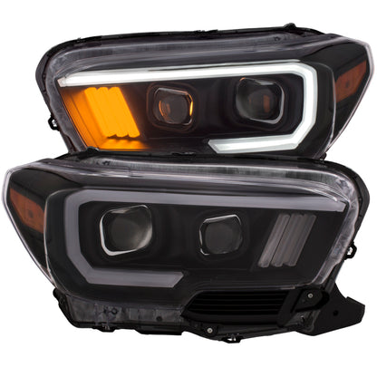 ANZO 2016-2017 Toyota Tacoma Projetor Faróis c/ Prancha Estilo Preto c/ Âmbar