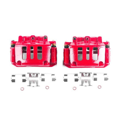 Power Stop 98-02 Ford Crown Victoria Pinzas delanteras rojas con soportes - Par