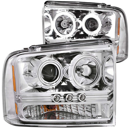ANZO 2005-2007 Ford Excursion Projector Faróis com halo cromado com faixa de LED (CCFL) 1 unidade