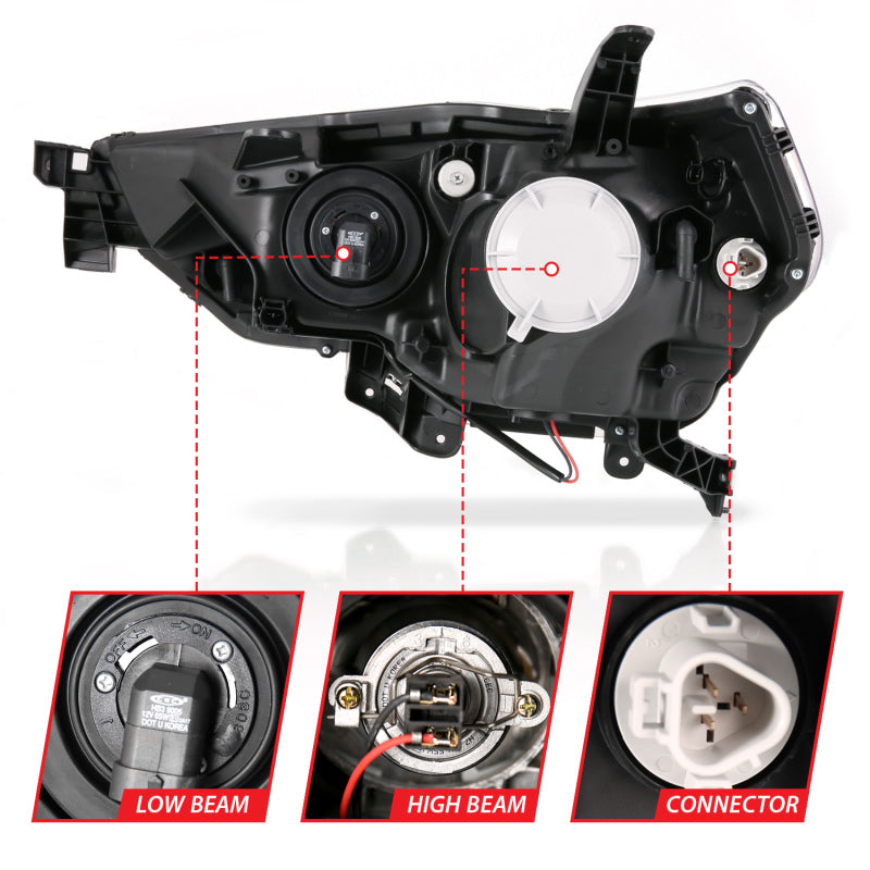 ANZO 14-18 Toyota 4 Runner Plank Style Proyector Faros delanteros Negro con ámbar