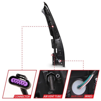 ANZO 2007-2014 Cadillac Escalade Lanternas traseiras de led vermelho/transparente