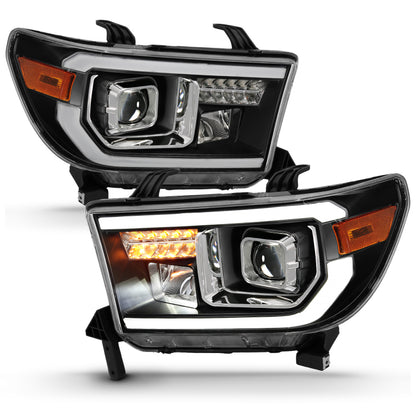 ANZO 2007-2014 Toyota Tundra Projetor Barra de Luz HL Preto Âmbar (Led High Beam) (Versão Halógena)