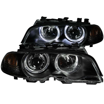 Faróis projetores ANZO 2000-2003 BMW Série 3 E46 com halo preto
