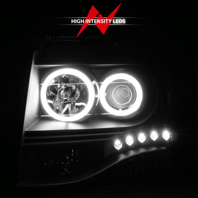 ANZO 2007-2014 Ford Expedition Projetor Faróis com Halo Preto