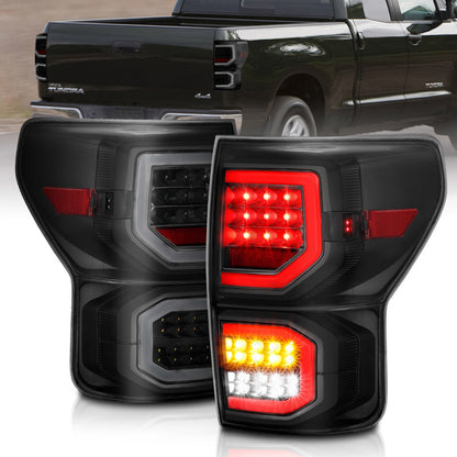 ANZO 2007-2013 Toyota Tundra Lanternas traseiras de LED estilo prancha pretas com lentes fumê