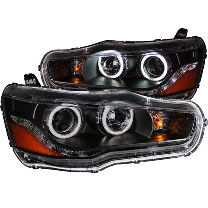 ANZO 2008-2015 Mitsubishi Lancer Projector Faróis c/ Halo Black (CCFL)