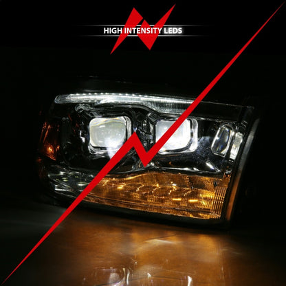 ANZO 2009-2018 Projetor Dodge Ram 1500 Led Plank Style Switchback HL Halo Chrome Amber (estilo OE)