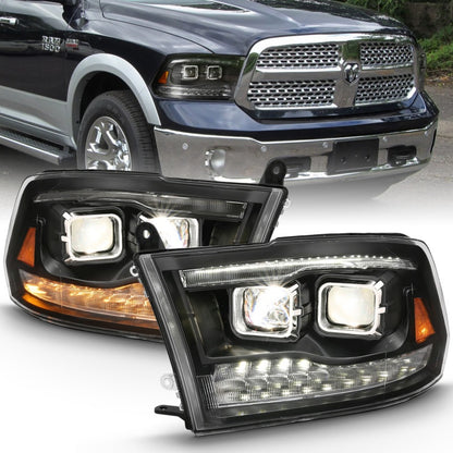 ANZO 2009-2018 Projetor Dodge Ram 1500 HL Switchback Cromado Âmbar