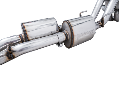 AWE 16-22 Toyota Tacoma 0FG Catback Escape con BashGuard - Puntas plateadas cromadas dobles