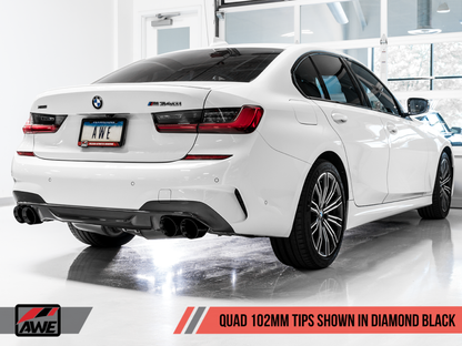 AWE Tuning 2019+ BMW M340i (G20) Non-Resonated Touring Edition Escape - Quad Diamond Black Tips