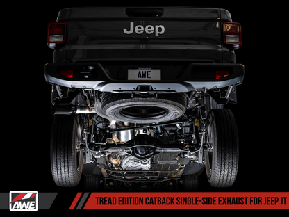 AWE Tuning 20-21 Jeep Gladiator JT 3.6L Tread Edition Cat-Back Single Side Escape - Diamond Black Ti