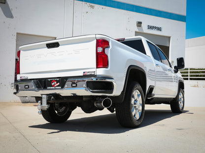 aFe Large Bore-HD 5 IN 409 SS DPF-Back Exhaust System with Polished Tip 20-21 GM Truck V8-6.6L