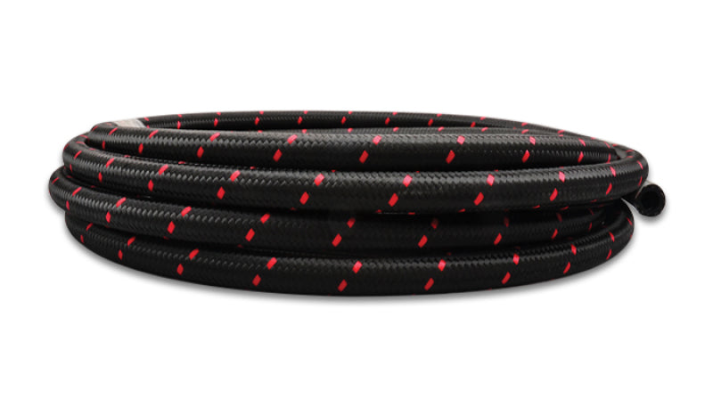 Vibrant -8 AN Manguera flexible trenzada de nailon negro/rojo de dos tonos (rollo de 5 pies)