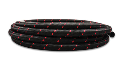 Vibrant -8 AN Manguera flexible trenzada de nailon negro/rojo de dos tonos (rollo de 2 pies)