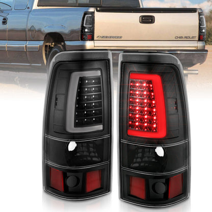 ANZO 2003-2006 Chevy Silverado 1500 Luces traseras LED estilo tablón negro con lente transparente