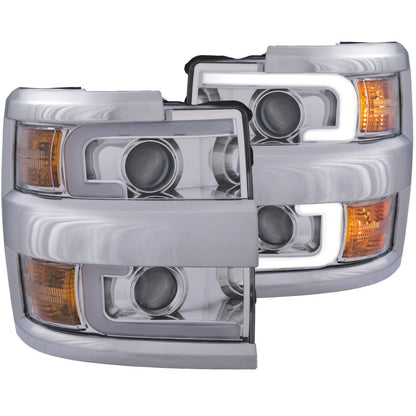 Faróis projetores ANZO 15-17 Chevrolet Silverado 2500HD / 3500HD Chrome com aro cromado