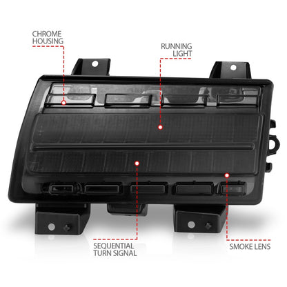 ANZO Wrangler 18-21/Gladiator 20+ LED Side Marker Lights Smoke com sinal sequencial