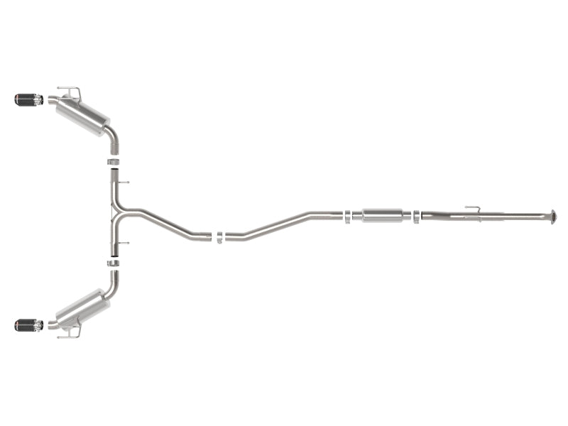 Sistema de escape aFe Takeda 2.5in 304 SS Cat-Back com pontas CF 2022+ Honda Civic L4-1.5L (t)