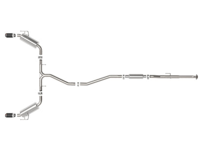 Sistema de escape aFe Takeda 2.5in 304 SS Cat-Back com pontas CF 2022+ Honda Civic L4-1.5L (t)