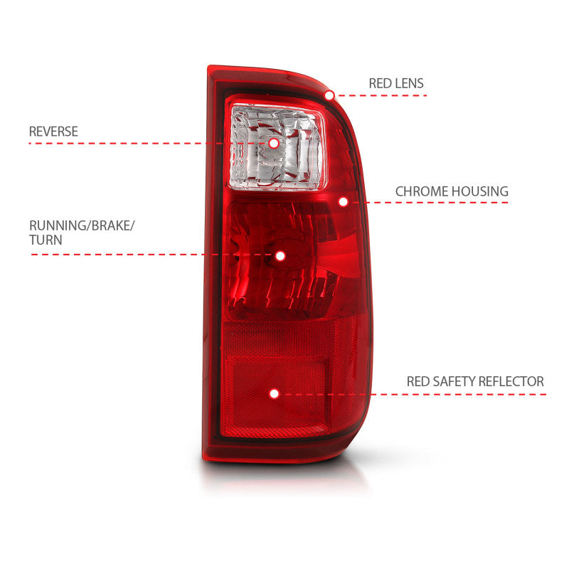 ANZO 2008-2016 Ford F-250 Lanterna traseira vermelha/lente transparente (substituição OE)