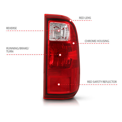 ANZO 2008-2016 Ford F-250 Lanterna traseira vermelha/lente transparente (substituição OE)