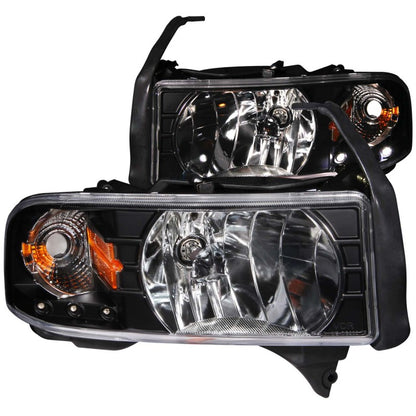 ANZO 1994-2001 Dodge Ram Crystal Faróis Preto com LED