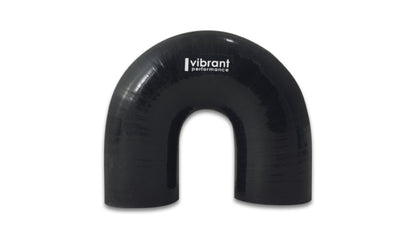Vibrante conector de codo de silicona reforzada de 4 capas - 3 pulgadas de diámetro interno x 4.25 pulgadas de pierna Codo de 180 grados (NEGRO)