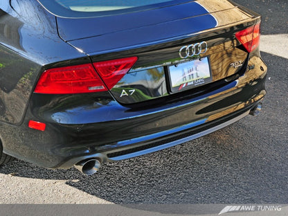 AWE Tuning Audi C7 A7 3.0T Touring Edition Escape - Puntas cromadas plateadas de salida doble