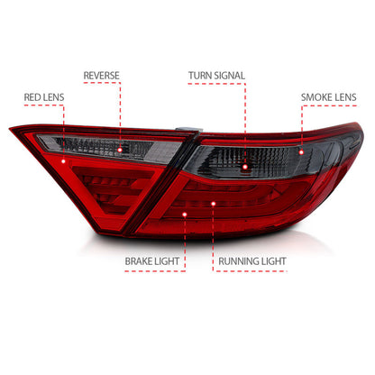 ANZO 2015-2016 Toyota Camry LED lanternas traseiras fumaça