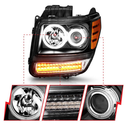 ANZO 2007-2012 Dodge Nitro Projetor Faróis c/ Halo Black (CCFL) G2