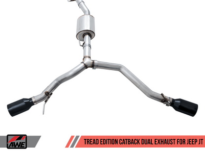 AWE Tuning 20-21 Jeep Gladiator JT 3.6L Tread Edition Cat-Back Escape Duplo - Diamond Black Tip