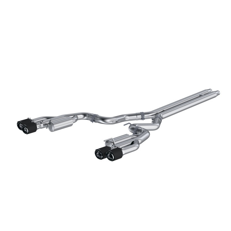 MBRP 18-22 Ford Mustang GT 5L T304 SS 3in Cat-Back Dual Rear con cuatro puntas de fibra de carbono de 4in (Race)