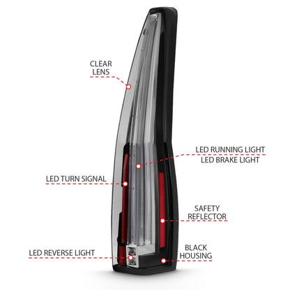 ANZO 2007-2014 Cadillac Escalade Lanternas traseiras de led vermelho/transparente